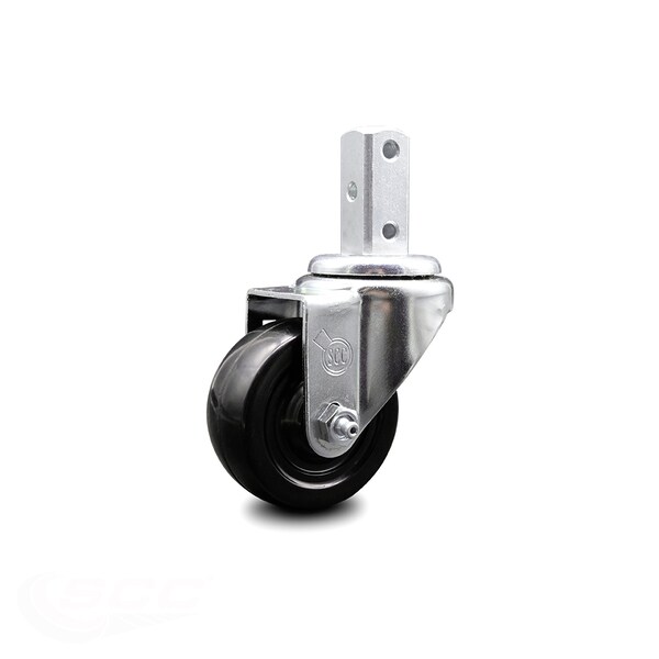 3 Inch Hard Rubber Wheel Swivel 3/4 Inch Square Stem Caster
